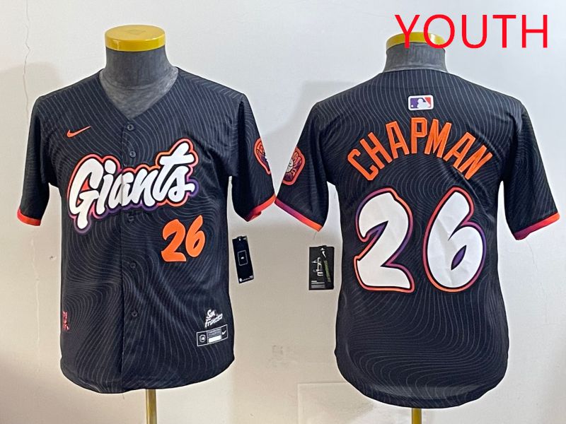 Youth San Francisco Giants 26 Chapman Black Joint Name 2025 Nike MLB Jersey style 6